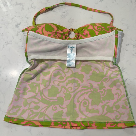 Boden - Womens Lime and Pink Tankini Bathing Suit Summer Pool Top Size 8 - Picture 6 of 7